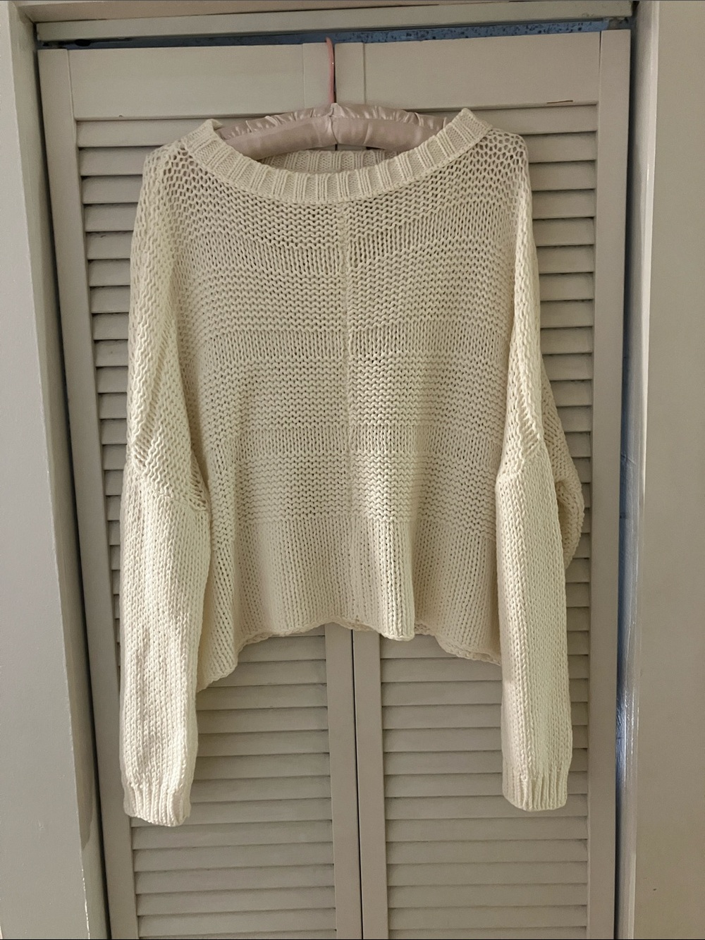 Wooden Ships White Boxy Knit Crewneck Sweater Size S/M